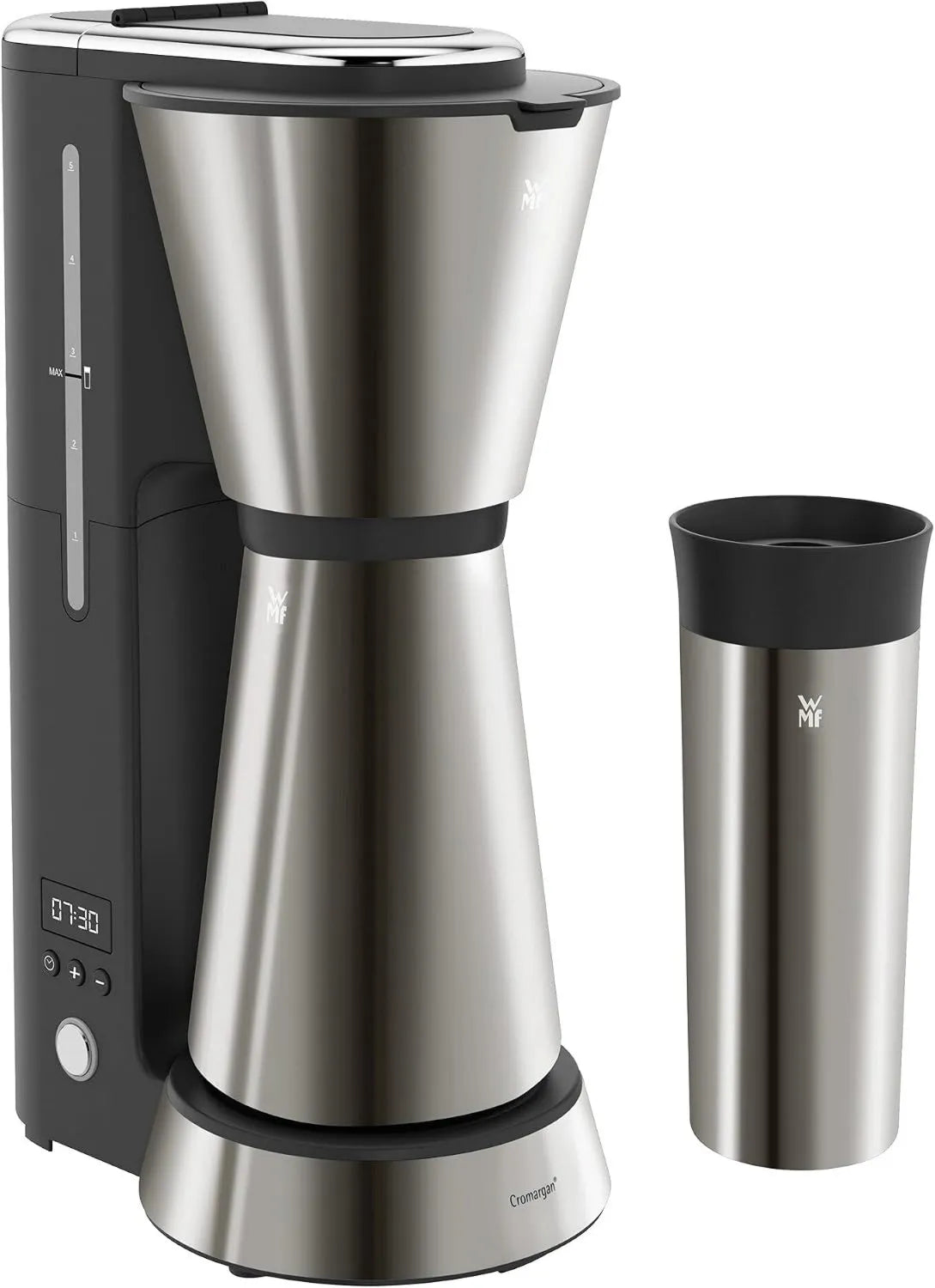 WMF cafetera, control programable, 350 ml, 870 W, 5 tazas, Küchenminis Aroma, con termo, taza térmica para llevar, temporizador de 24 horas