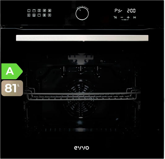 Horno eléctrico H30, instalación empotrada, control programable, Pantalla Digital, 81 L, 11 Programas, Empotrado EVVO, Función de Pirólisis