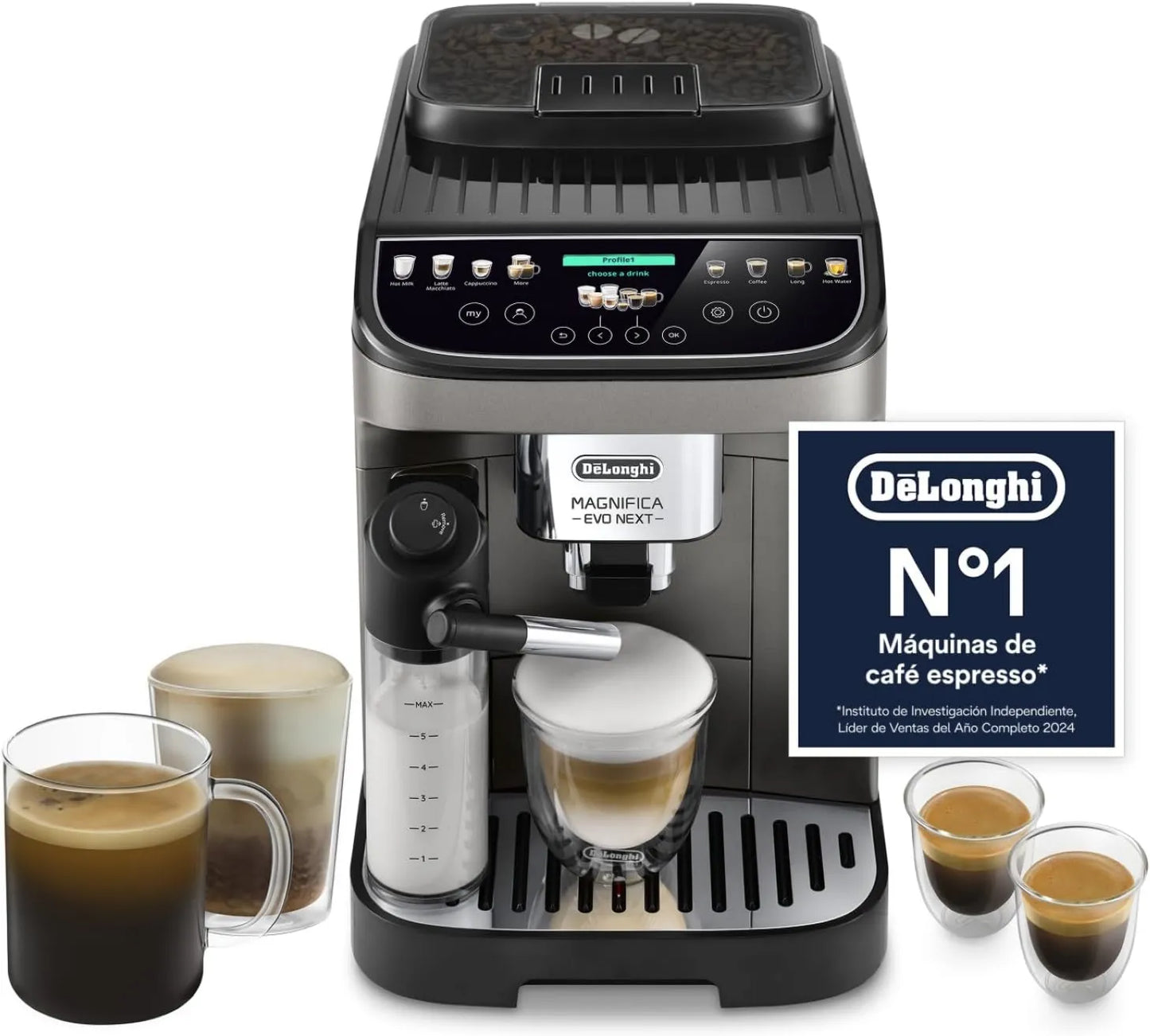 De'Longhi ECAM312.80.TB cafetera, Magnifica Evo Next, Superautomática Perfetto, Jarra de Leche Automática LatteCrema, 13 Bebidas One-Touch