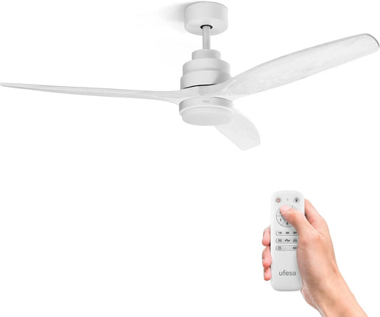 Ventilador de techo, 40W, 132cm, 6 Velocidades, 3 Niveles, control programable, funcionamiento silencioso, iluminación LED, Mando a Distancia