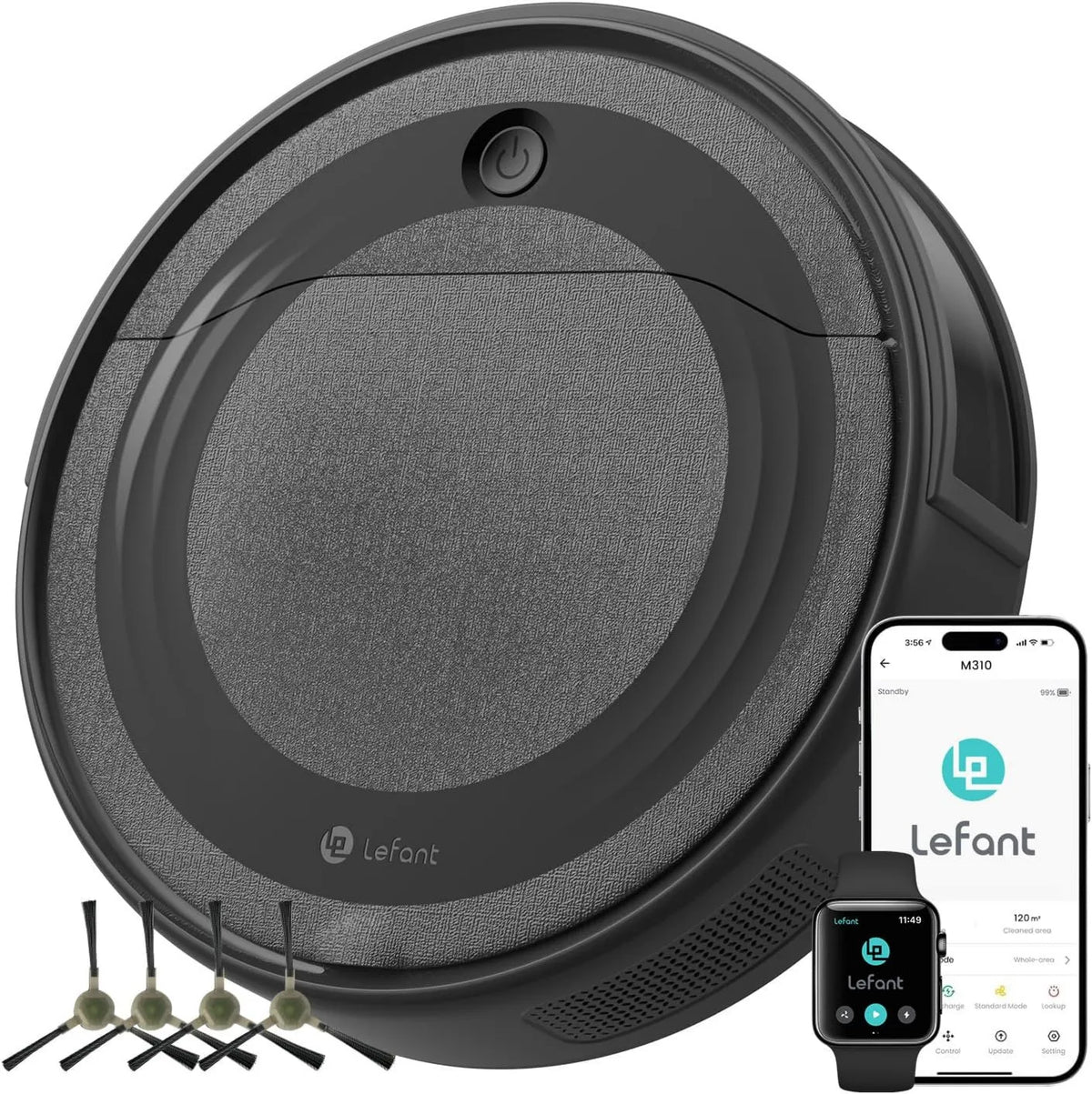 Aspiradora M310, 180 min, 4500pa, 4 cm, LEFANT, Tecnología de Navegación Inteligente, Succión, Detección de Obstáculos, 6 Modos de Limpieza