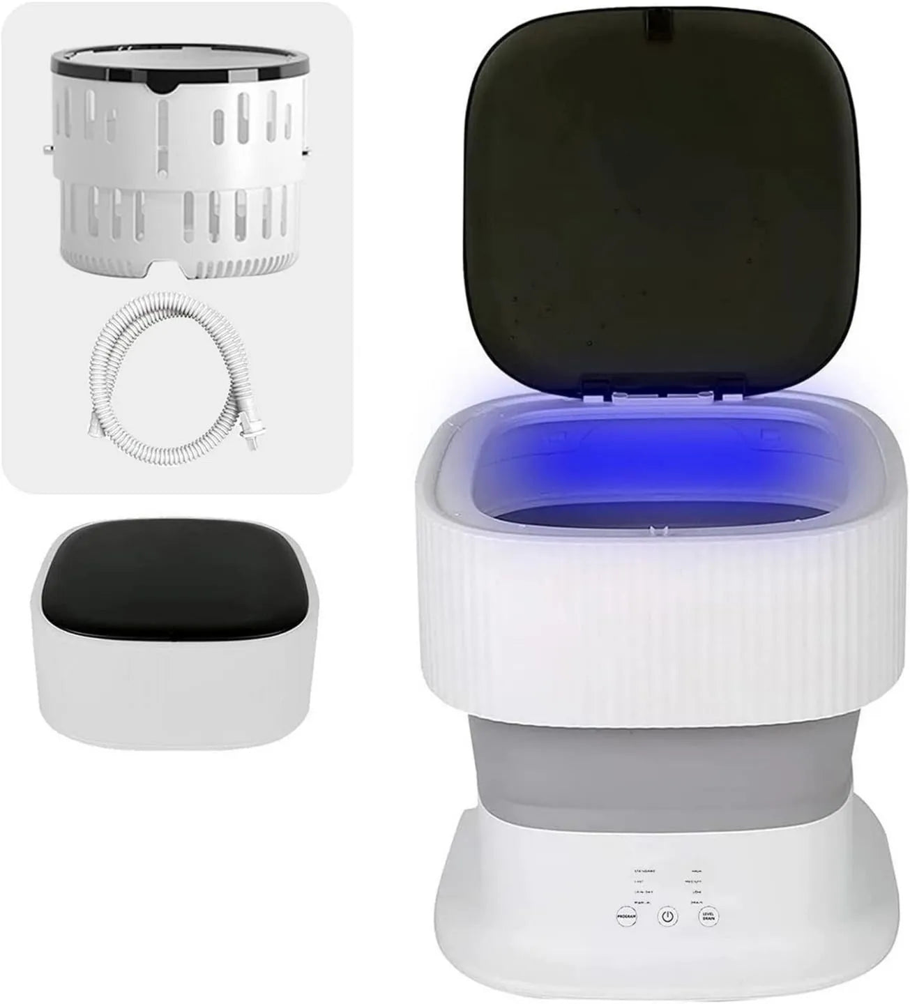Lavadora, diseño plegable, 9L, Plegable Portátil, Mini Portátil con Secado por Centrifugado, Entrada y Salida de Agua Automática