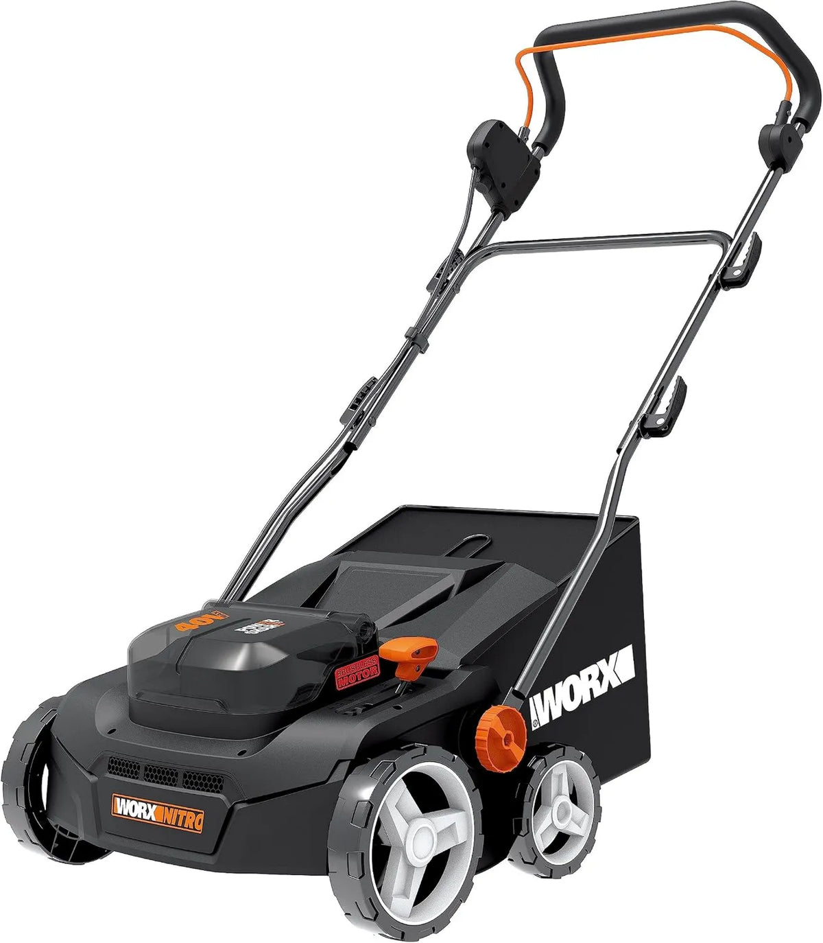 WG855E.9, 400 m², 40 L, 36 cm, 4 Niveles, Escarificador de batería y aireador de césped, Ancho de Trabajo, Motor sin escobillas, Ajuste de Altura
