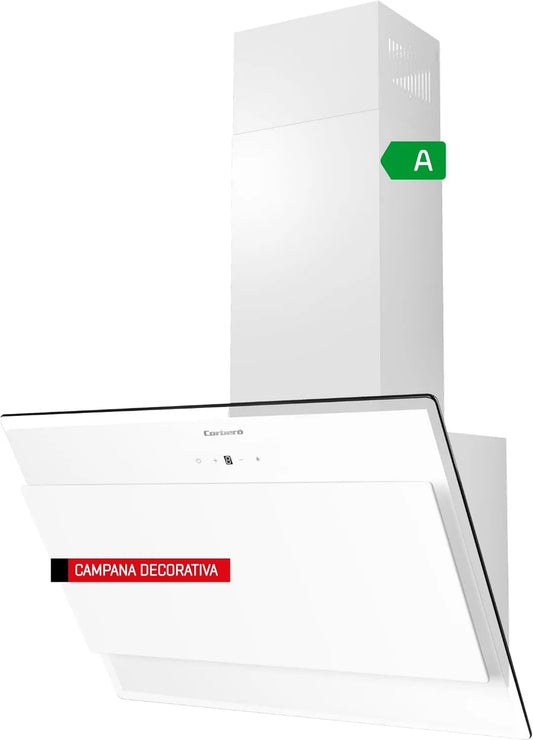 Corbero ONEGA675W campana extractora, 705.2 m³/h, 66db, 230W, 60 cm, 4 Velocidades, vidrio templado, Control Táctil, Cristal Templado