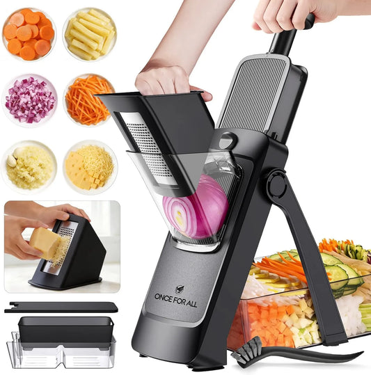 Cortador eléctrico de verduras, acero inoxidable, Mandolina de Cocina Manual, Espirilizador Cortador de Verduras para Kitchen Gift, accesorios negros