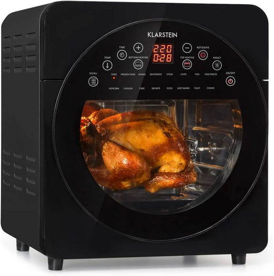 Klarstein freidora de aire, 1700 W, 14 L, 16 Programas, control programable, Pantalla Digital, AeroVital Easy Touch, Freidora sin Aceite con Potencia