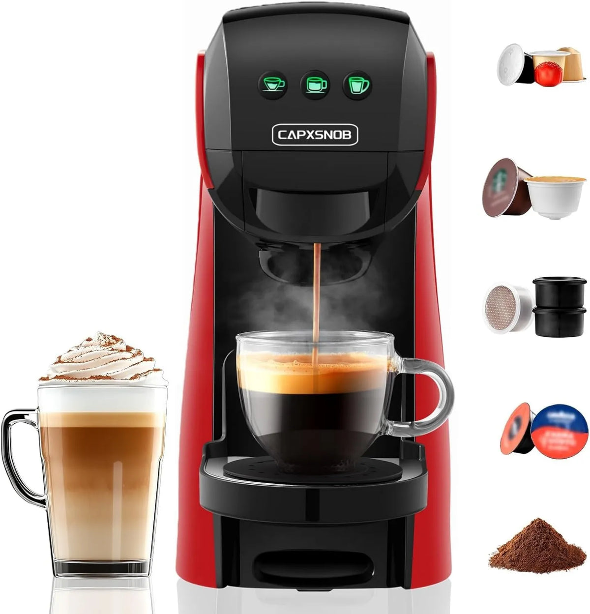 Nespresso cafetera, 20bar, 0,8L, Warriors1 Cápsula 5en1 para Dolce Gusto, Lavazza A Modo Mio, Espresso Point y Café Molido