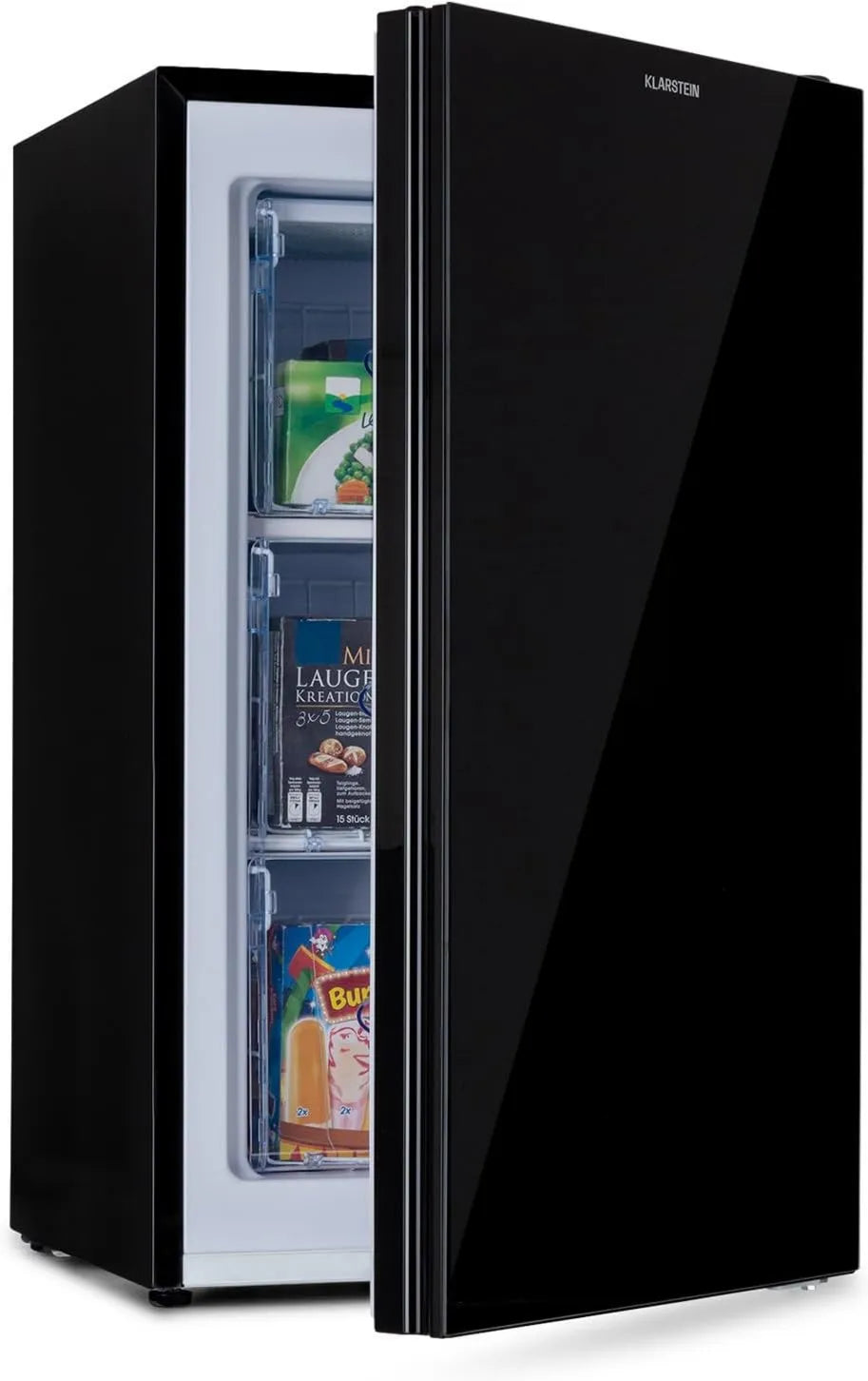 Klarstein congelador, ajuste regulable, 60 Litros, 5 Niveles, Pluto, Puerta Frontal, Termostato, Patas Ajustables en Altura, Capacidad