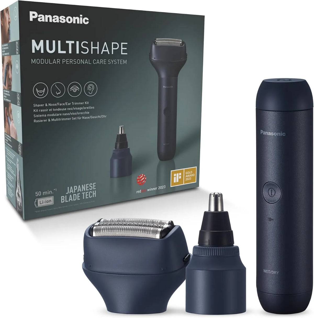 Panasonic, XSHAPE-JUNIOR MULTISHAPE Set Unidad Principal, Cabezal de Corte Nariz Oreja y Cara
