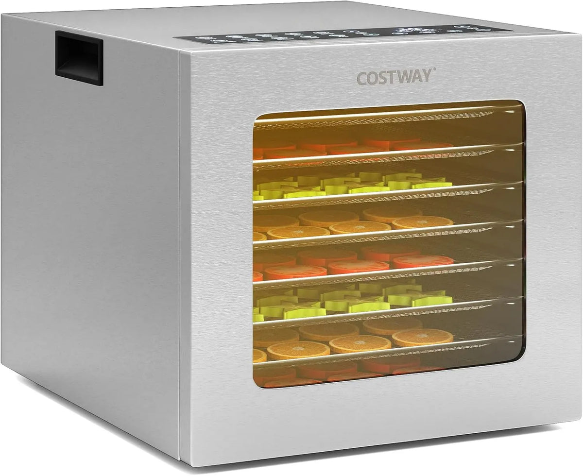 Deshidratador de alimentos 48H, 850W, 8 Bandejas, control programable, acero inoxidable