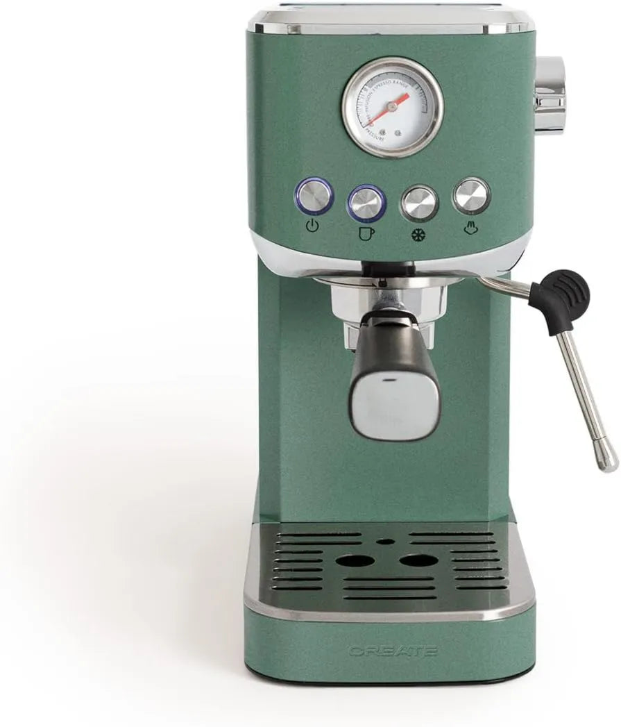 Cafetera, función de vapor, 1.2L, 1350W, 55 mm, THERA CLASSIC COMPACT / Express Sage Green / 20 bares, función de café frío, brazo de salida doble
