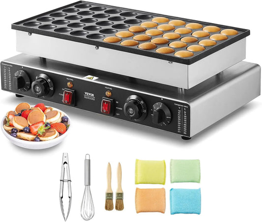 Panificadora, 1700 W, 43 mm, 526 x 300 x 180 mm, revestimiento antiadherente, acero inoxidable, Máquina de Pancakes Holandeses