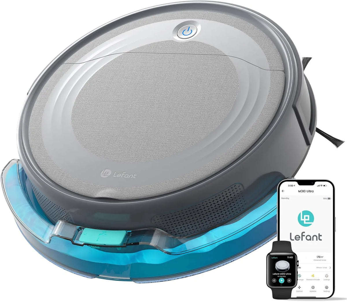 Robot aspirador M310, 6000Pa, 170min, WiFi, Ultra a y Mopa 3 en 1 con Succión, ToF Mapeo Láser, 190° PSD Evasión de Obstáculos, control
