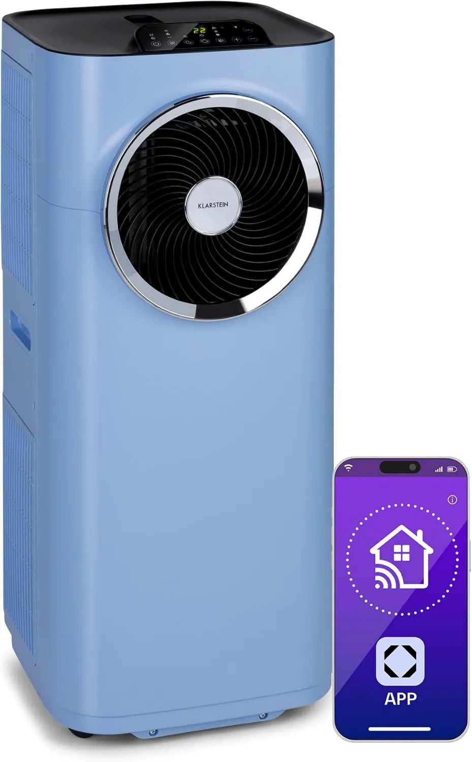 Klarstein 10K aire acondicionado, 10,000 BTU, 49 m², 50 dB, control programable, funcionamiento silencioso, Kraftwerk Smart Portátil