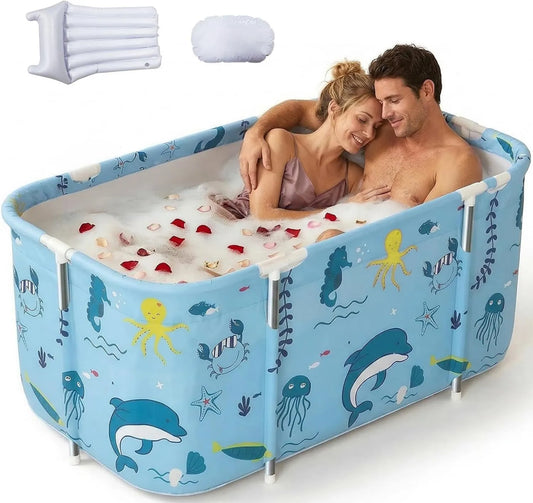 Piscina desmontable, acero inoxidable, diseño plegable, 140 cm, accesorio portátil para baño de hielo y remojo, asiento que ahorra espacio