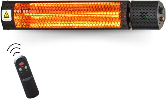 Calefactor eléctrico IP65, 2000W, mando a distancia, Heater Calefactor Infrarrojos, Radiador Eléctrico Exterior, Resistente a la lluvia