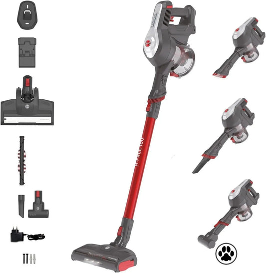 Hoover HF122GPT FREE 100 aspiradora escoba, 40min, 6500Pa, diseño inalámbrico, H- ESPECIAL MASCOTAS sin Cable, Mano y Vertical, Autonomía
