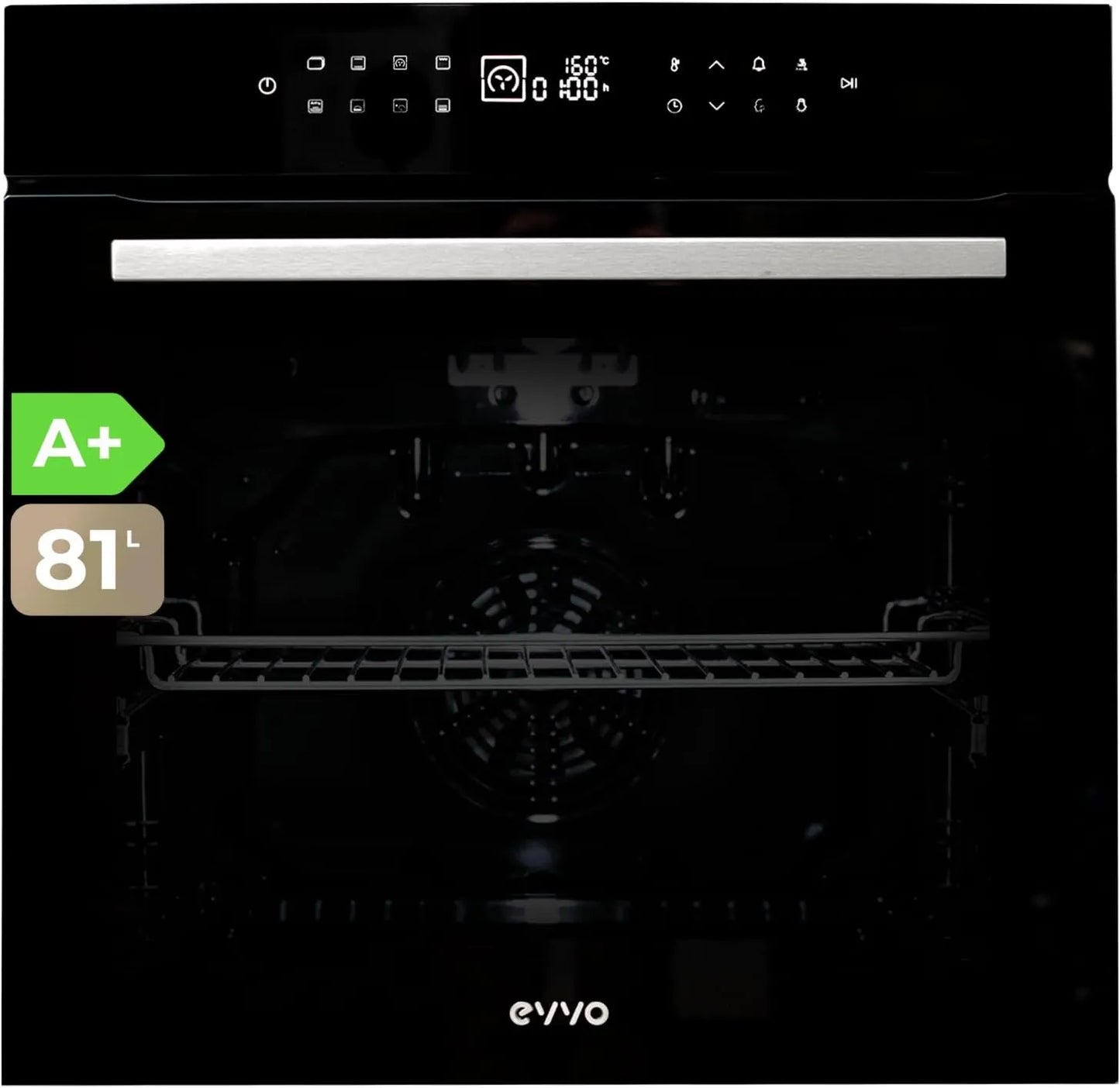 Horno eléctrico H26, 81 L, 14 Programas, instalación empotrada, control programable, Pantalla Digital, cocción por aire caliente, EVVO Empotrado