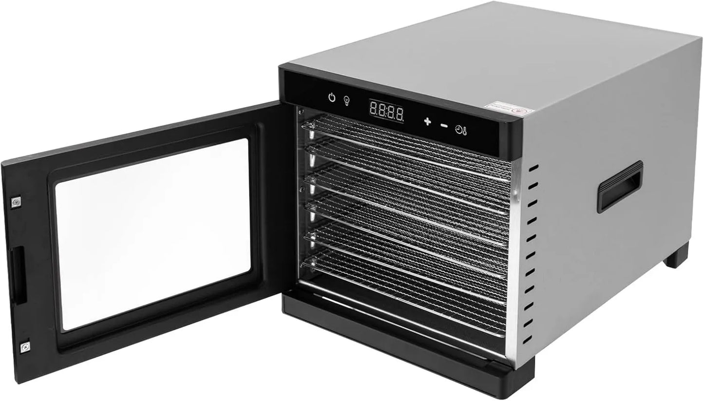 Rizador de pelo, 6 bandejas, acero inoxidable, temporizador de 48 horas, tecnología de circulación de aire de 360°, temperatura ajustable
