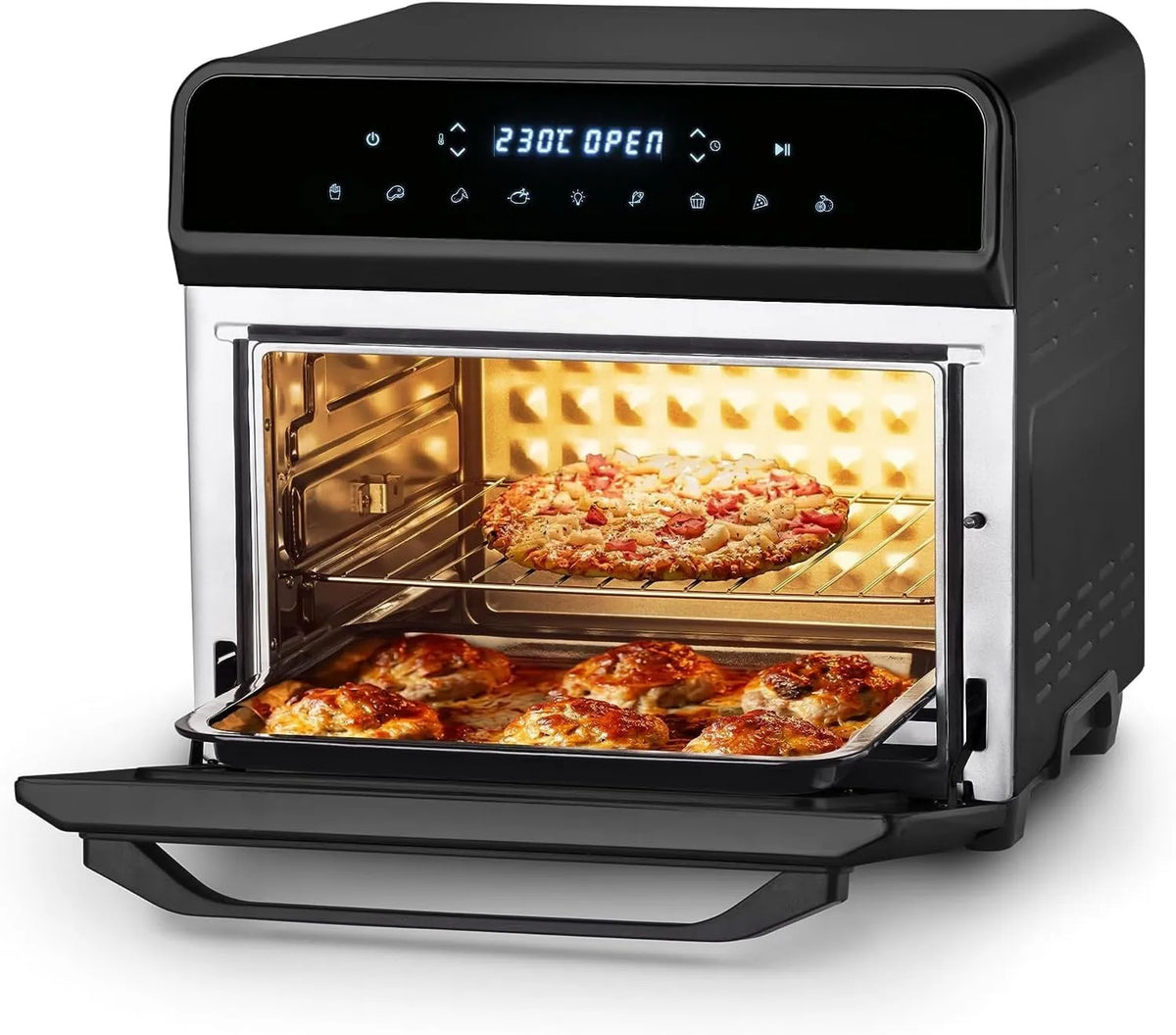 Freidora de aire, 23 L, 1800 W, 8 Programas, cocción por aire caliente, sin Aceite Airfryer, Doble Resistencia, Ahorro Energético, Cuerpo Metálico