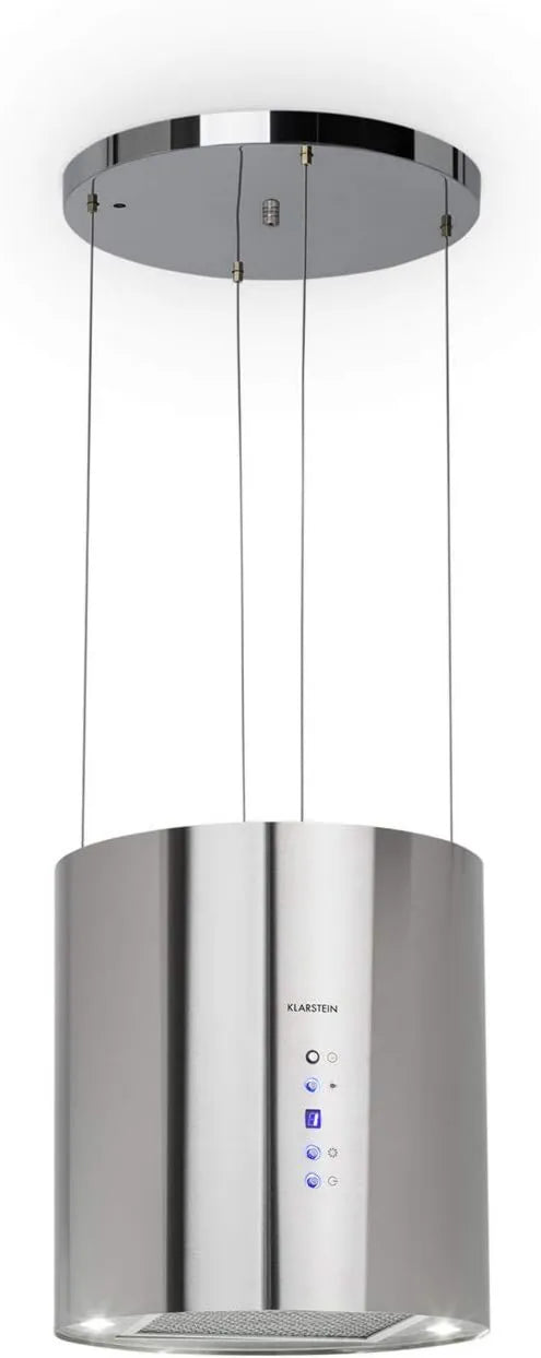 Klarstein campana extractora, 190 W, 590 m³/h, 35 cm, Barett, Aislada, Ventilación Máxima, 3 Niveles de Potencia, Acero Inoxidable Cepillado