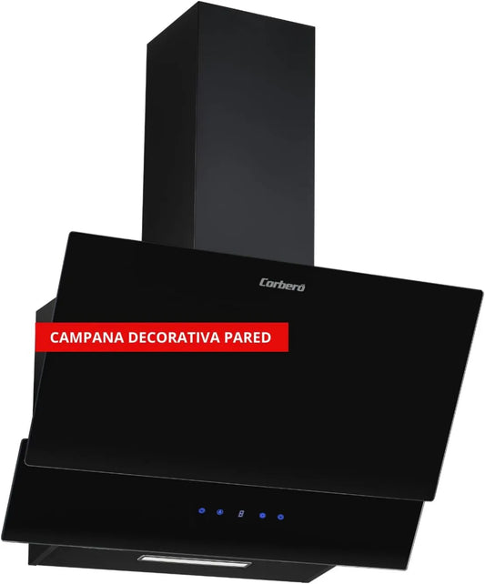 Corbero VICTORIA400FNB campana extractora, motor Inverter, 65W, 387 m³/h, 60 cm, 3 Velocidades, Campana Decorativa, Control Táctil, Filtro de Aluminio