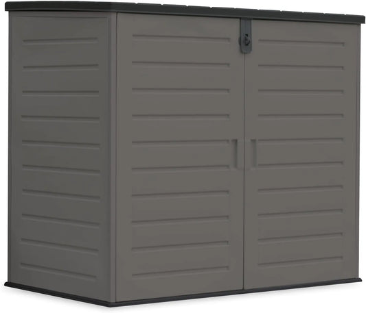 Armario de almacenamiento, 1170L, 140 x 82 x 124 cm, Armario Exterior de Resina, Suelo Incluido, Puertas Dobles y Tapa Abatible, Estructura Metálica