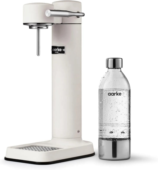 Aarke Carbonator 3, acero inoxidable, 800ml, Máquina para hacer Agua con Gas en, incluye Botella, Acabado Blanco Mate