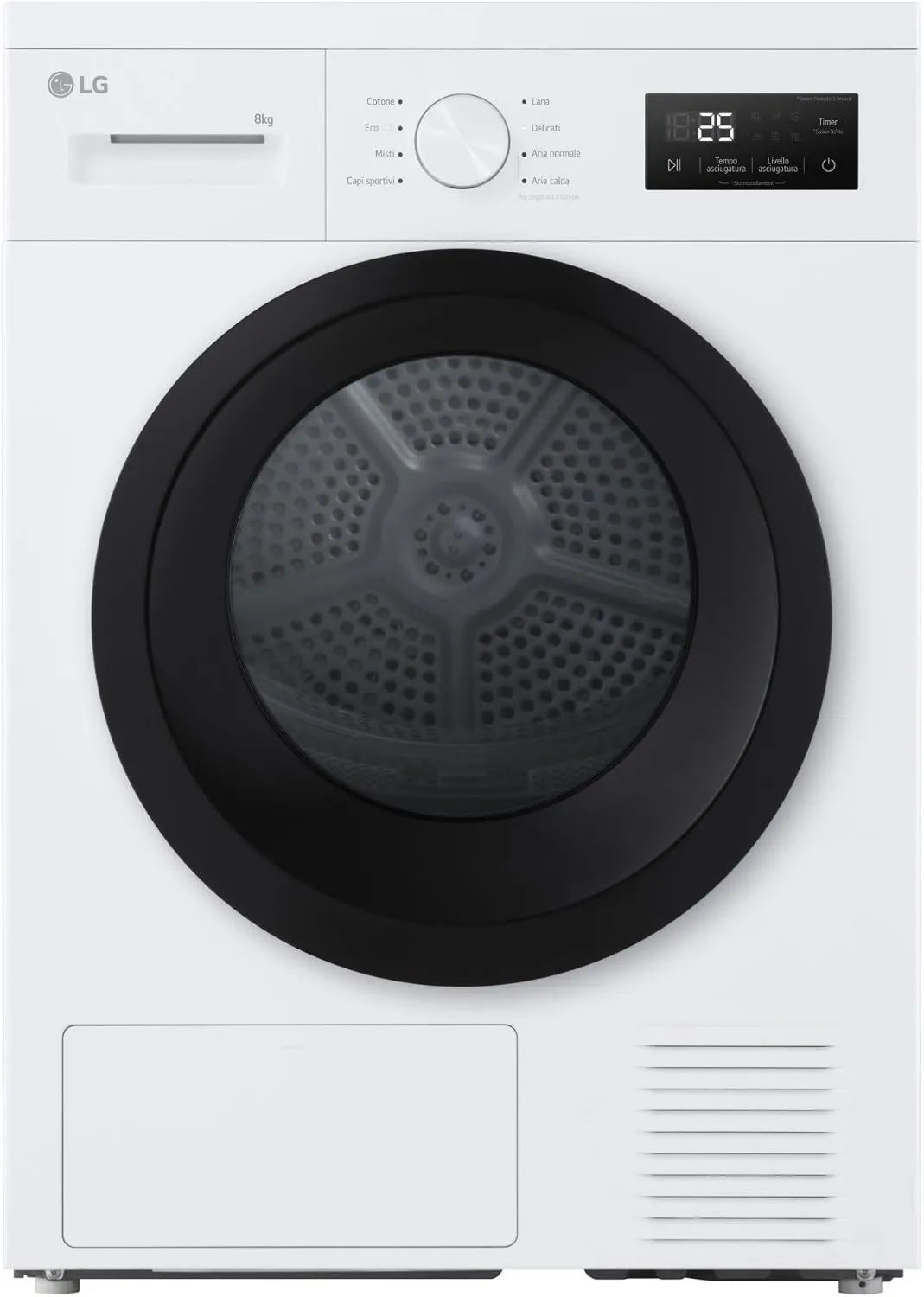 LG RNA1008NWK secadora, 8 kg, 8 Programas, 3 Niveles, con Bomba de Calor, Clase A1 D Series, Sensor de Secado