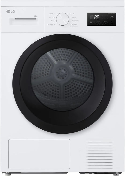 LG RNA1008NWK secadora, 8 kg, 8 Programas, 3 Niveles, con Bomba de Calor, Clase A1 D Series, Sensor de Secado