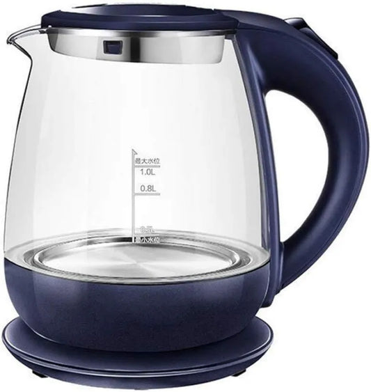 Hervidor eléctrico, 1,5 l, eléctrico de vidrio con control de temperatura, apagado automático, para café y té, iluminación LED