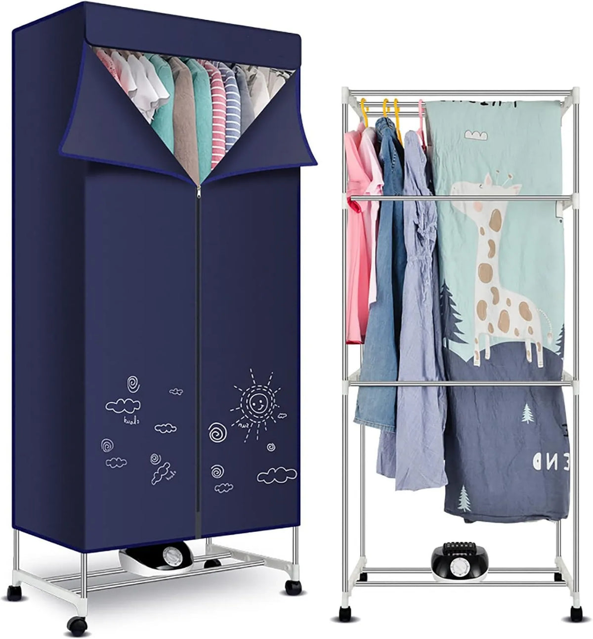 Secadora, control programable, 1000W, 180 Min, 3 Niveles, Eléctrica de Ropa con Estante, Mini Tendedero, Temporizador Automático