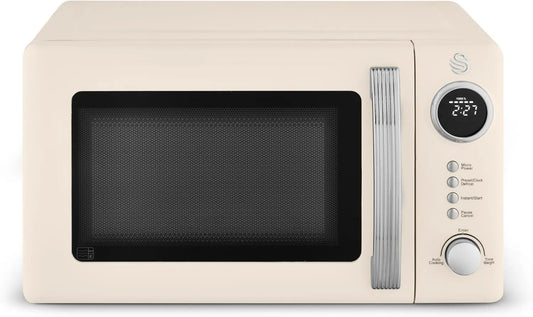 Horno microondas SM4425CRM, 20 L, 800 W, 5 niveles, digitales retro, 12 preajustes de cocción automática, descongelación por peso o tiempo