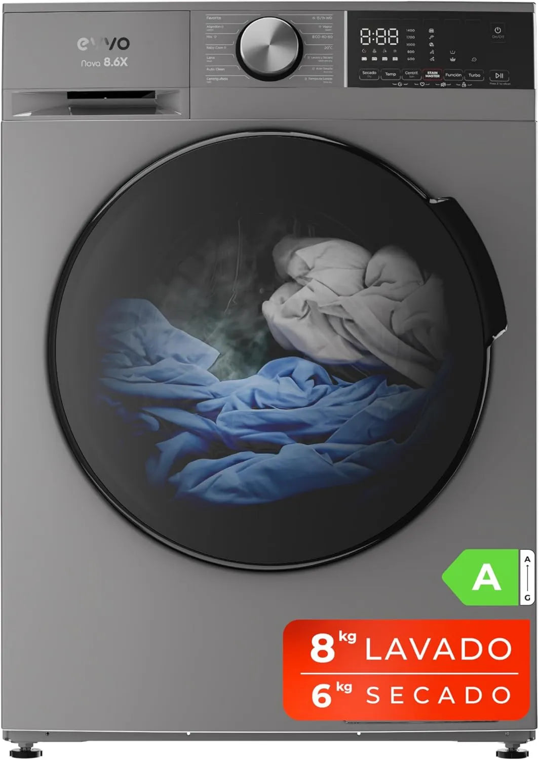 Lavasecadora, Motor Inverter, función de vapor, 8 kg, 6 kg, 1400 rpm, Lava y Seca en 1 Hora, Tambor ePROTECT, Clase Energética A, Carga Frontal