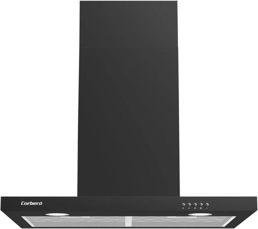 Corbero VOSTOK760B campana extractora, 647.7 m³/h, 165W, 70 cm, 3 Velocidades, Campana Decorativa Horizontal, 2 Filtros de Aluminio, Filtro de Carbono