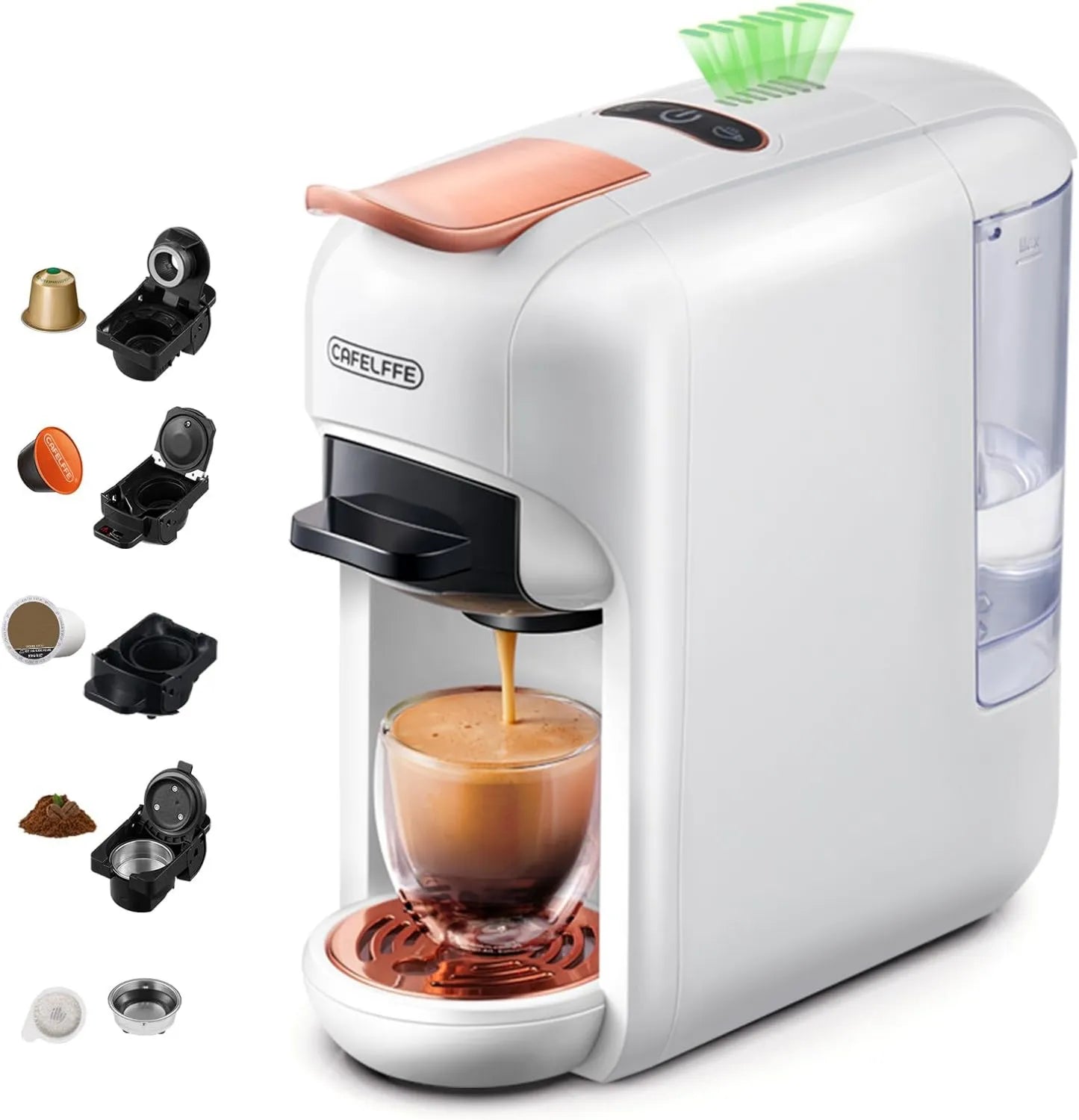 Cafetera MK-606, 19 Bar, 7 Niveles, Compatible con K-Cup/NES/DG/ESE y Molido