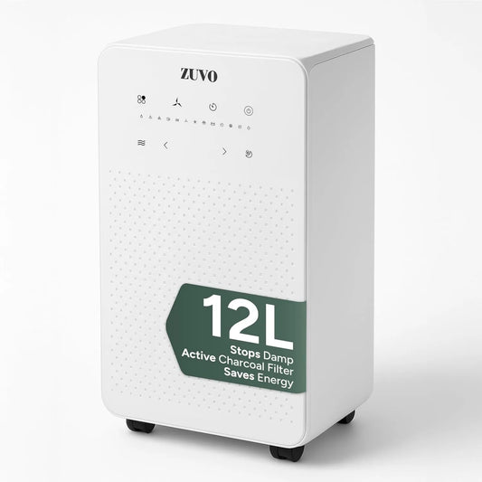 Deshumidificador, 12 l, control programable, día con filtro de carbón activo, eficiencia energética, cuesta menos de 5 p por hora