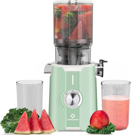 Batidora de vaso, 1.2L, 200W, 115mm, Zumos y Verduras, Licuadora Frutas Verduras, Slow Juicer Machine, Cold Press Juicer Prensado en Frio