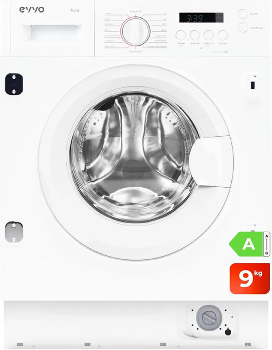 Lavadora, 9 kg, Integrada EVVO Aura, carga frontal y programas de lavado