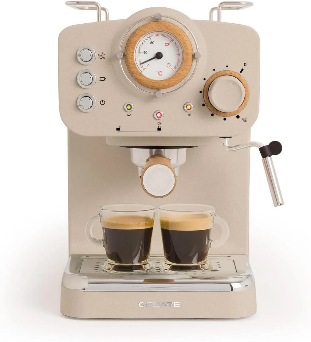 Cafetera espresso, función de vapor, 1,25L, 1100W, 55 mm, brazo de doble salida, café molido y monodosis ESE