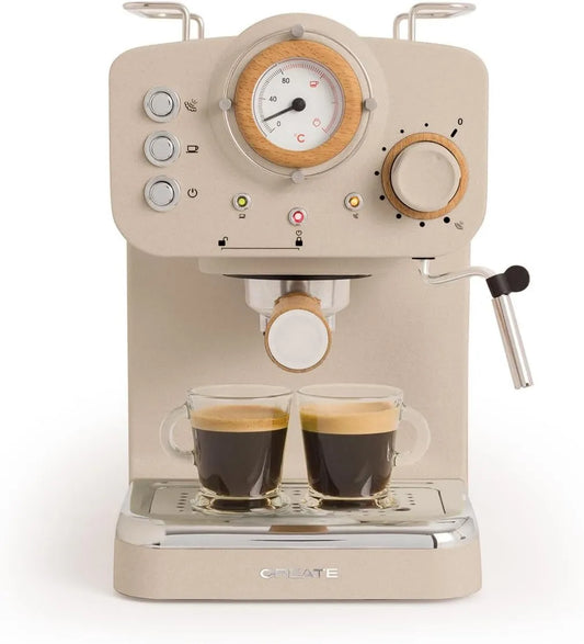 Cafetera espresso, función de vapor, 1,25L, 1100W, 55 mm, brazo de doble salida, café molido y monodosis ESE