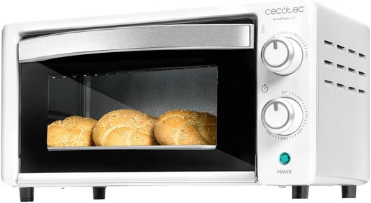 Cecotec horno eléctrico, 10 L, 1000 W, 60min, Horno de sobremesa Bake&Toast 1090 White, Temporizador, Temperatura regulable hasta 230oC