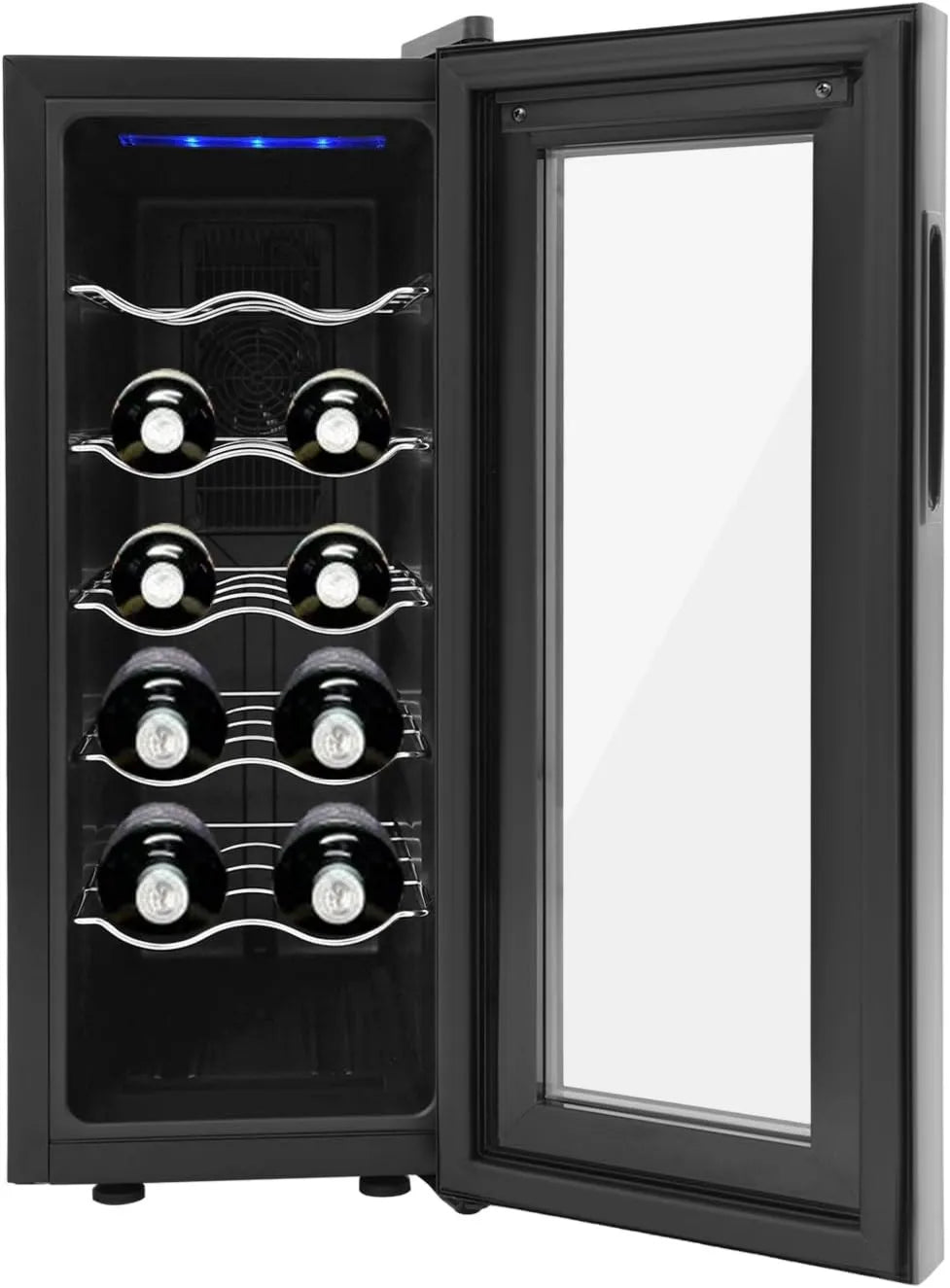 Armario de almacenamiento, 12 botellas, pantalla digital, armario calefaccionado, pantalla LED y panel táctil intuitivo, cinco estantes