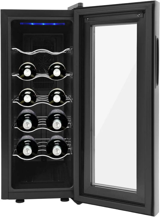 Armario de almacenamiento, 12 botellas, pantalla digital, armario calefaccionado, pantalla LED y panel táctil intuitivo, cinco estantes