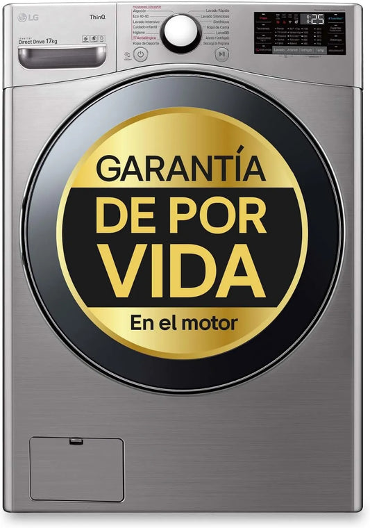 LG F1P1CY2T lavadora, motor Inverter, acero inoxidable, 17 kg, 1100 rpm, Inverter Direct Drive, Antihuellas